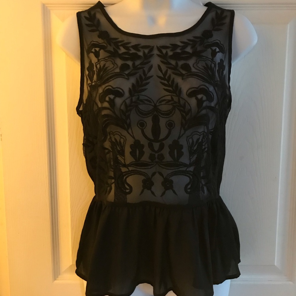 Forever21 Black Lace Peplum Top